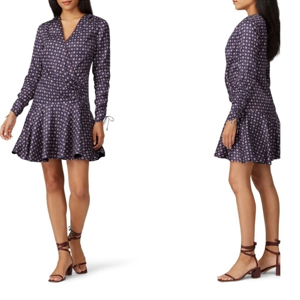 JONATHAN SIMKHAI Blue Pink Scarf Print Ruffle Mini Dress Sz 16 - Picture 13 of 13